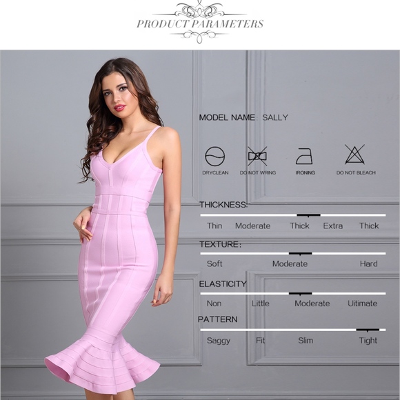 Bandage V-Neck Midi Mermaid Dress in Lilac Pink - Picture 3 of 12